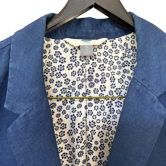 Old Navy Women's Navy Blue Oversized Linen Blazer Size XL - Picture 2 of 4